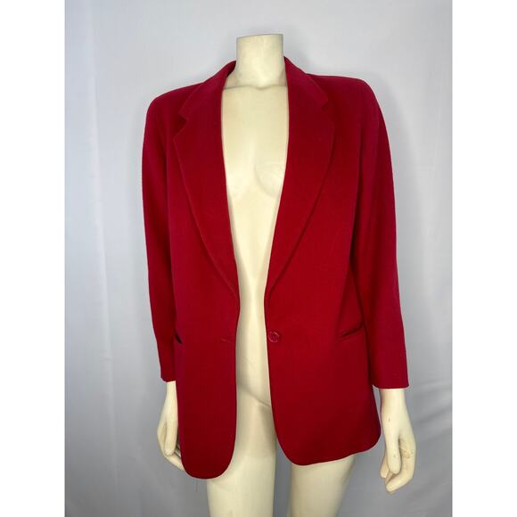 VTG L.L. Bean Blazer Red Wool/ cashmere USA Made One Button Boxy Academia size 6 - Picture 9 of 12